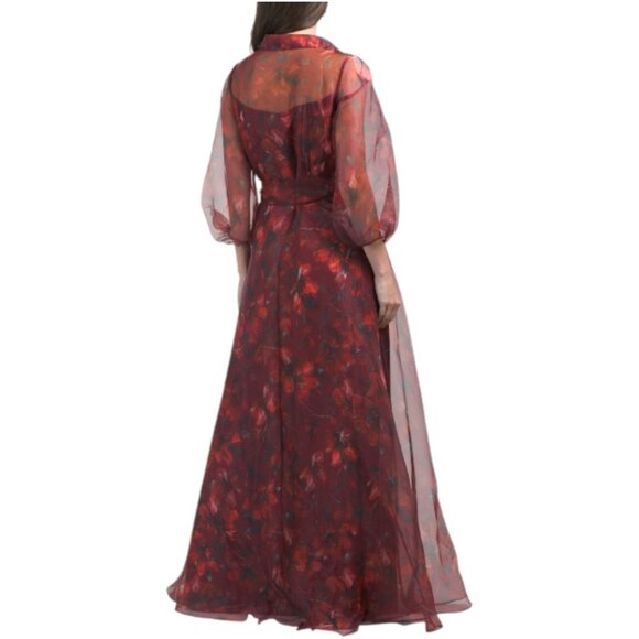 RENE BY RENE RUIZ Long Sleeve Organza Floral Shirt Gown - Picture 2 of 3